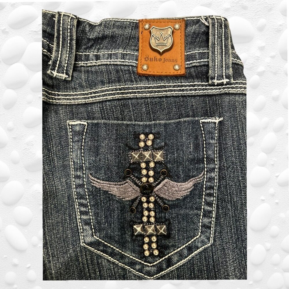 👖 Vintage SUKO Flared Jeans - Medium Wash - Size 5 👖 - Picture 4 of 12